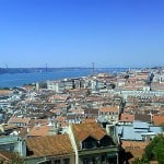 Ponte 25 de Abril vom Castelo de Sao Jorge in Lissabon aus