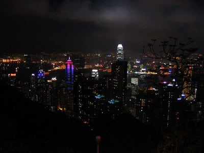 Blick vom Hongkong Victoria Peak bei Nacht