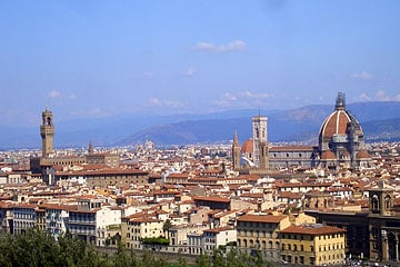 Panorama Florenz mit Blick auf Palazzo Vecchio, Campanile und Dom