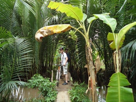 Radsteg über Mekong Nebenkanal